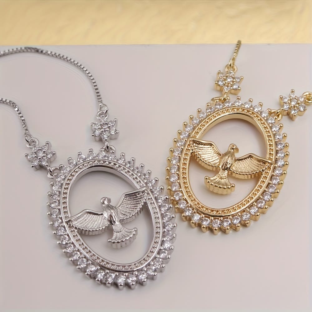 Collar con colgante de circonita cúbica ovalado de paloma: emblema de la paz divina y el Espíritu Santo