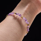 Bracelet chapelet à mémoire en éclats d'améthyste naturelle avec médaille de la Vierge Marie