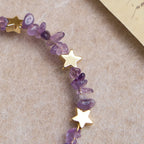 Bracelet chapelet à mémoire en éclats d'améthyste naturelle avec médaille de la Vierge Marie