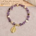 Bracelet chapelet à mémoire en éclats d'améthyste naturelle avec médaille de la Vierge Marie