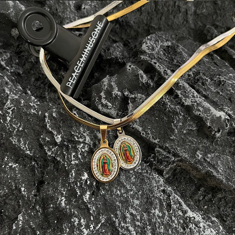 Collier coloré en chaîne d'os de serpent Notre-Dame de Guadalupe