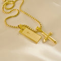 Collar Cruz Dorada con Medalla de Oración Bíblica Estilo Clásico
