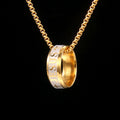 Anillo y cadena de acero inoxidable "JESÚS" con grabado láser de estilo combinado