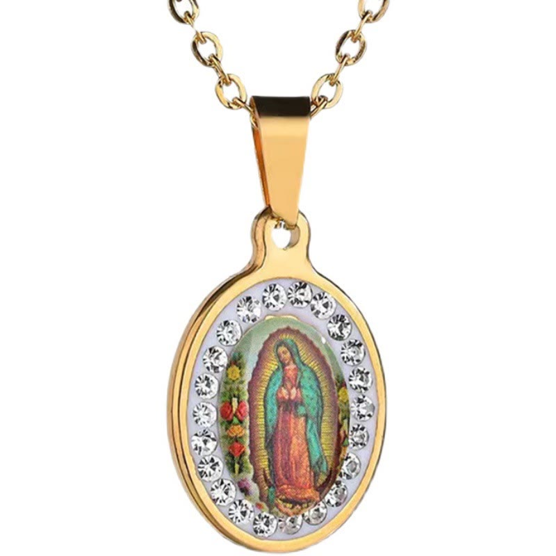 Collier coloré en chaîne d'os de serpent Notre-Dame de Guadalupe