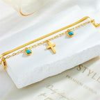 Pulsera de doble capa con adornos turquesa