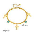 Pulsera de doble capa con adornos turquesa
