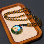 Chapelet Sainte Famille avec perles marron foncé