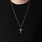 Collier pendentif Croix Lave Argent-doré Style Minimaliste