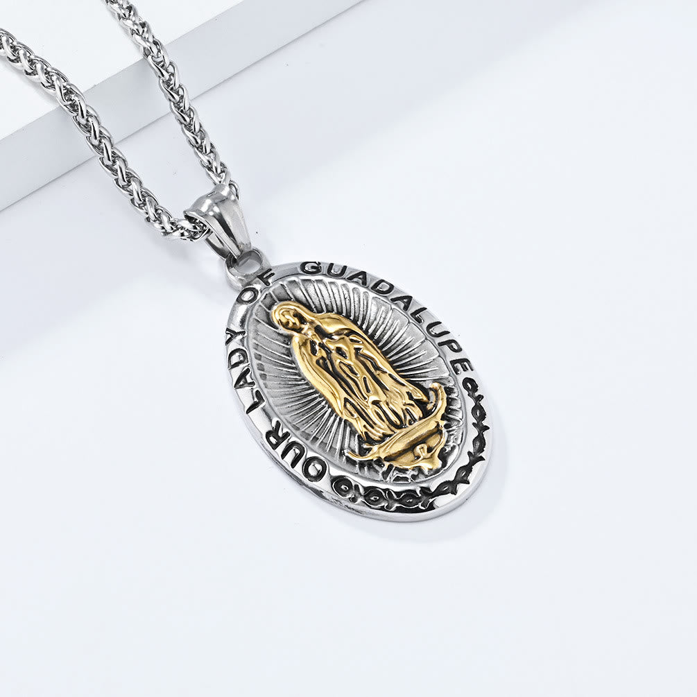 Collar de Acero Inoxidable de 3 Colores de Nuestra Señora de Guadalupe