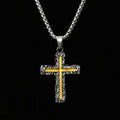 Collier pendentif Croix Lave Argent-doré Style Minimaliste