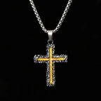 Collier pendentif Croix Lave Argent-doré Style Minimaliste