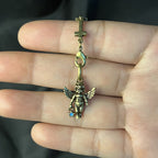 Pulsera de bronce estilo retro con ángel de la suerte, estrella y cruz con corazón