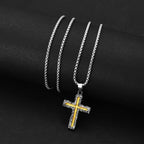 Collier pendentif Croix Lave Argent-doré Style Minimaliste