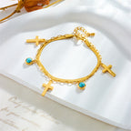 Pulsera de doble capa con adornos turquesa