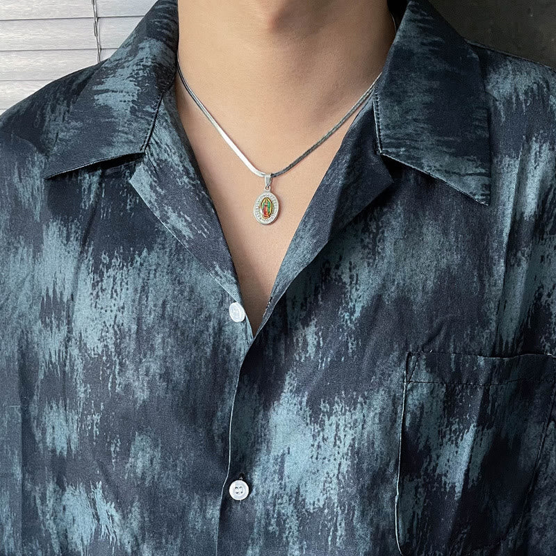 Collier coloré en chaîne d'os de serpent Notre-Dame de Guadalupe