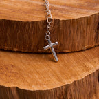 Medalla de la Virgen María y pulsera ajustable sencilla e informal con cruz